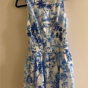 Fancy D Boutique Blue and White Tropical Print Dress